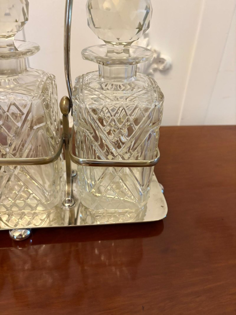 Antique Victorian Quality Silver Plated Tantalus - Image 9